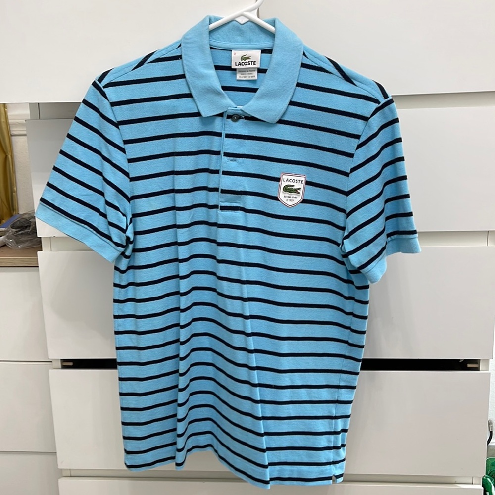 Lacoste baby blue polo striped